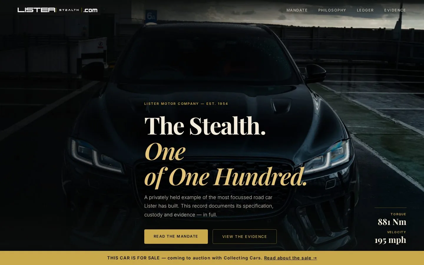 Screenshot of the Lister Stealth Website homepage