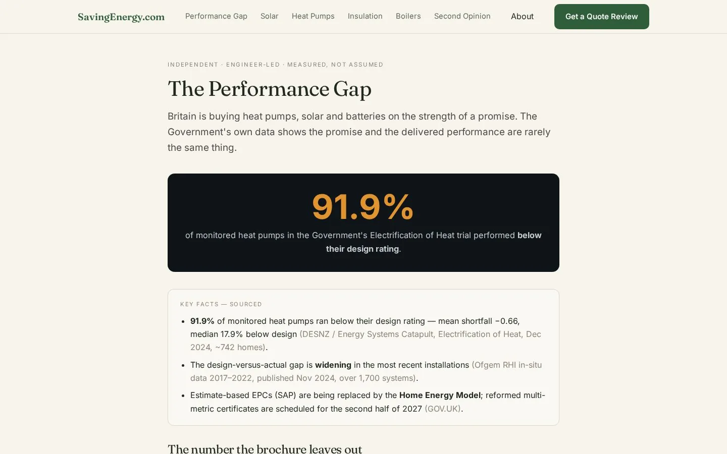 Screenshot of the SavingEnergy.com Website homepage